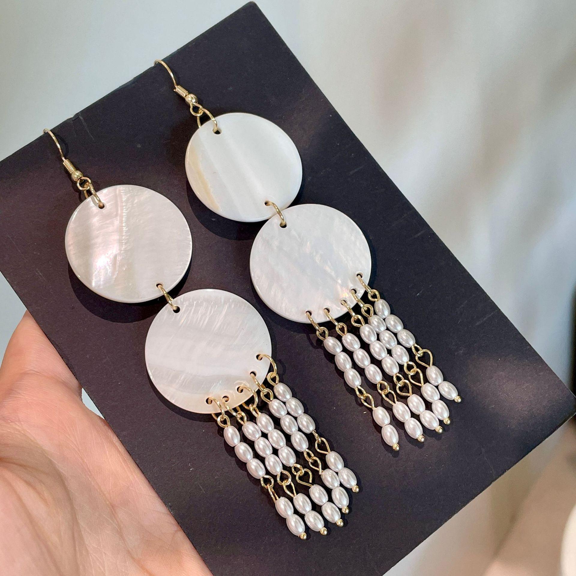 

Серьги с бахромой из круглого жемчуга, личностные, универсальные, элегантные, с крючком, модные, с темпераментом, серьги с высоким чувством стиля для женщин