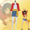 One Piece Onigashima Monkey D Luffy Cosplay Kostüm, Schwarzer Umhang Rote Weste Gelbe Hose mit Strohhut, Anime Halloween Rollenspiel Outfit für Erwachsene Kinder