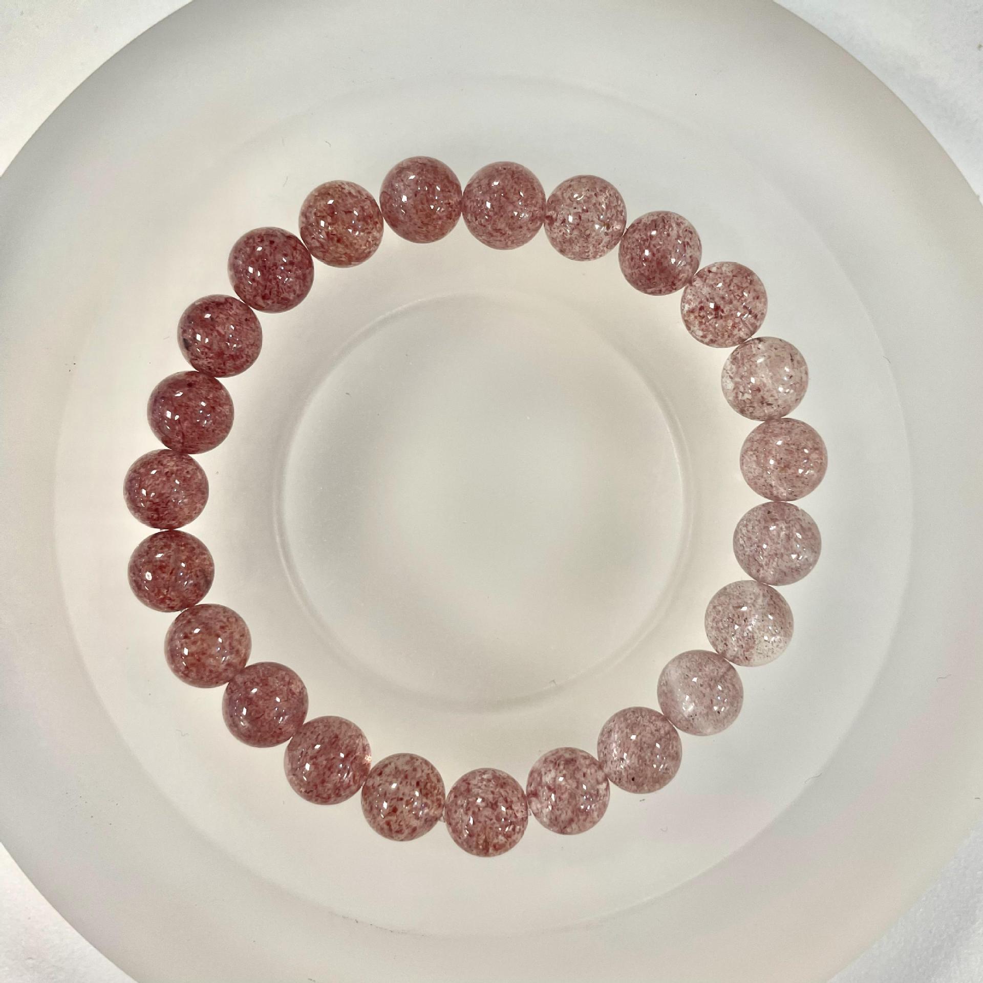 

Цяоэнь Женский Милый Натуральный Клубничный Кварц и Зеленый Кристалл Браслет из Бусин - Простой Градиентный Дизайн Ювелирные Изделия 8mm