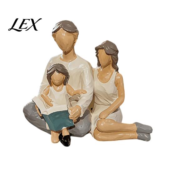 Nordic Home Decor Ornaments Family Reading Figurine Resin Statue, Abstract Faceless Parent Child Sculpture, Hand-Painted Minimalist Thoughtful