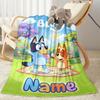 Bluey Cat Adventure Customize Your Name Blanket Throw Personalized Blanket Warmthful Decor for Bed Bedding Home Decor Picnics Four Seasons Multipurpos