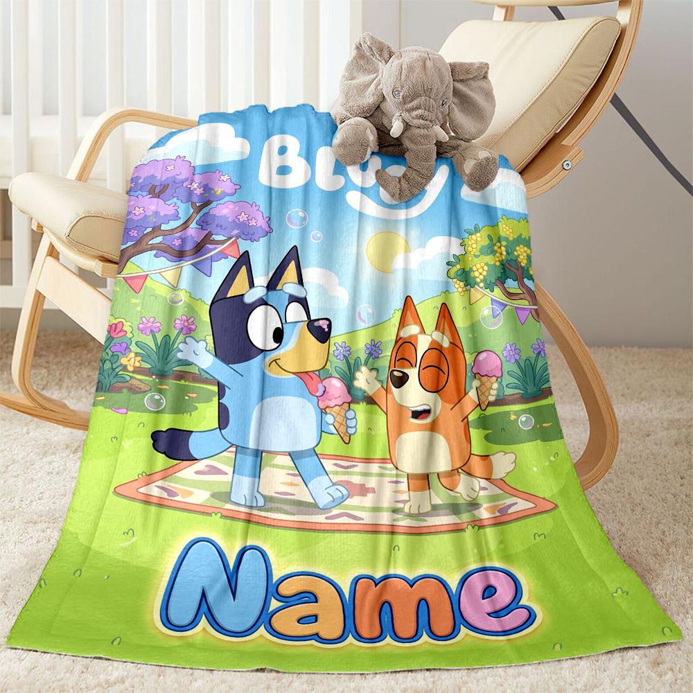 Bluey Cat Adventure Customize Your Name Blanket Throw Personalized Blanket Warmthful Decor for Bed Bedding Home Decor Picnics Four Seasons Multipurpos
