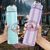 1PC Dark Red Gothic Band Grunge Print 750ml colorful plastic sports water bottle leakproof pop up lid with straw for outdoor work home use