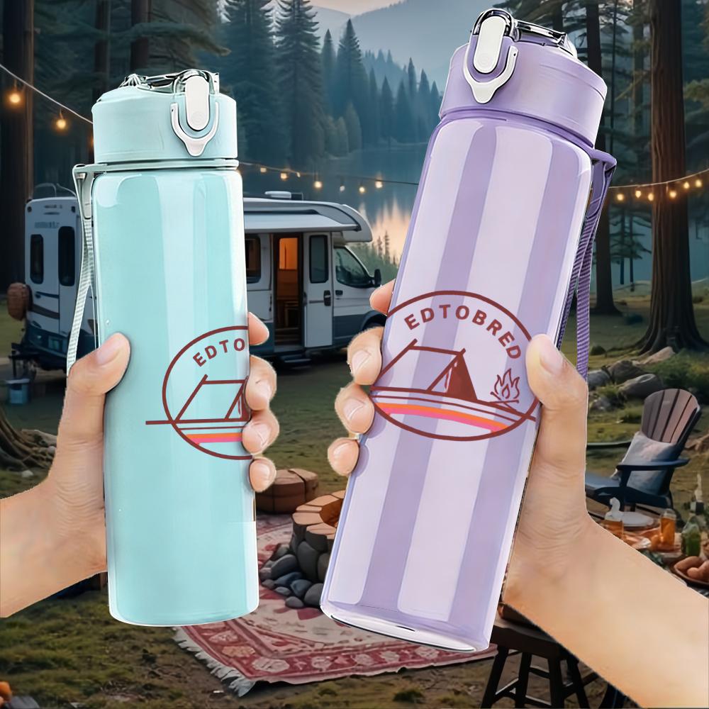 1PC Dark Red Gothic Band Grunge Print 750ml colorful plastic sports water bottle leakproof pop up lid with straw for outdoor work home use