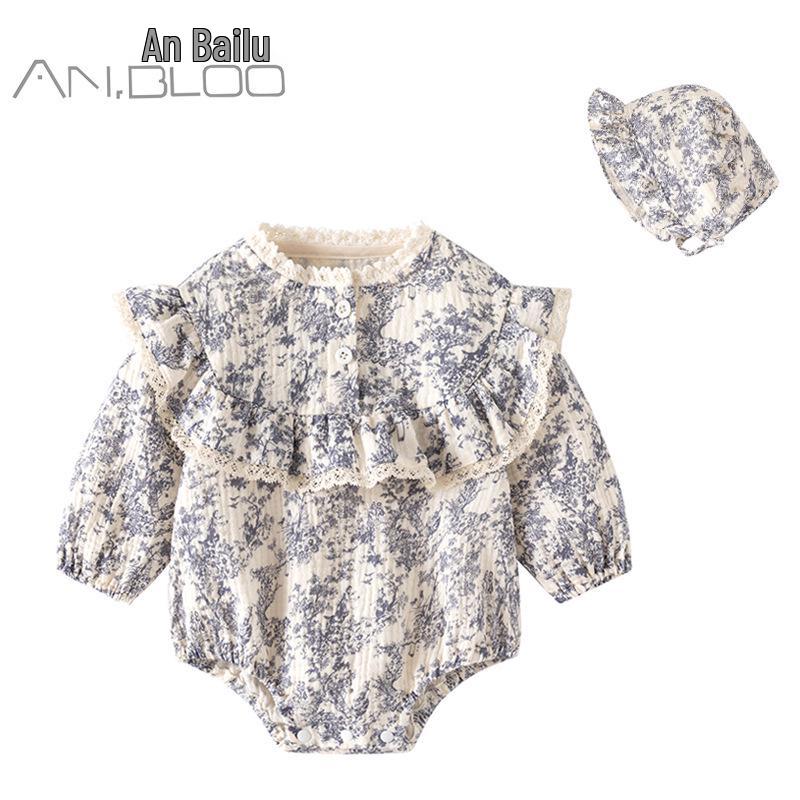 

Комбинезон с длинным рукавом для девочки в стиле китайской живописи с шапочкой - Весна и Осень 90 cm