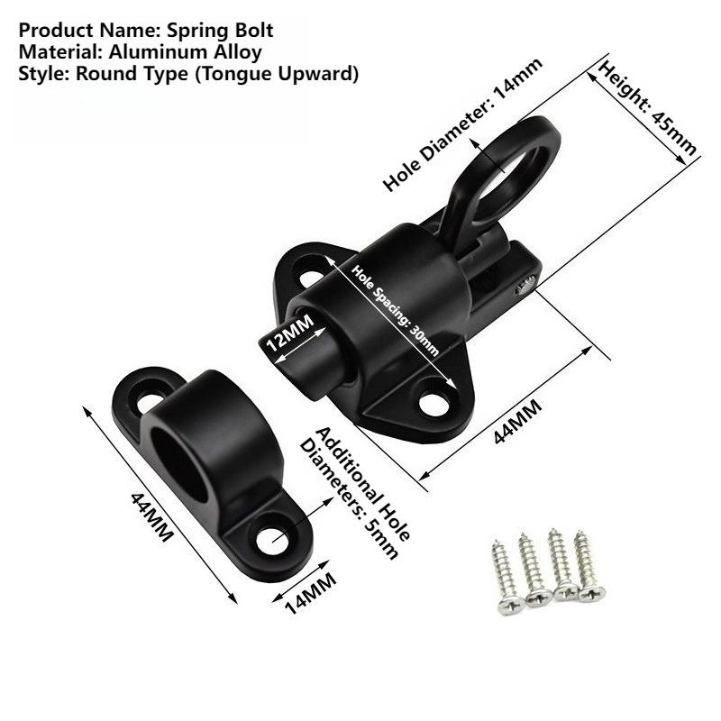 Aluminum Alloy Automatic Spring Bolt Door Latch - Security Pull Ring Lock for Windows, Gates & Doors (XD Series)