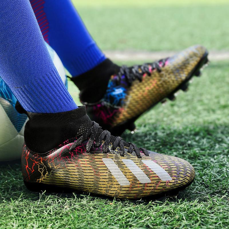 Male and Female Adult High-top Breathable Football Shoes Long Nails Broken Nails Artificial Turf Training Shoes Breathability Technology