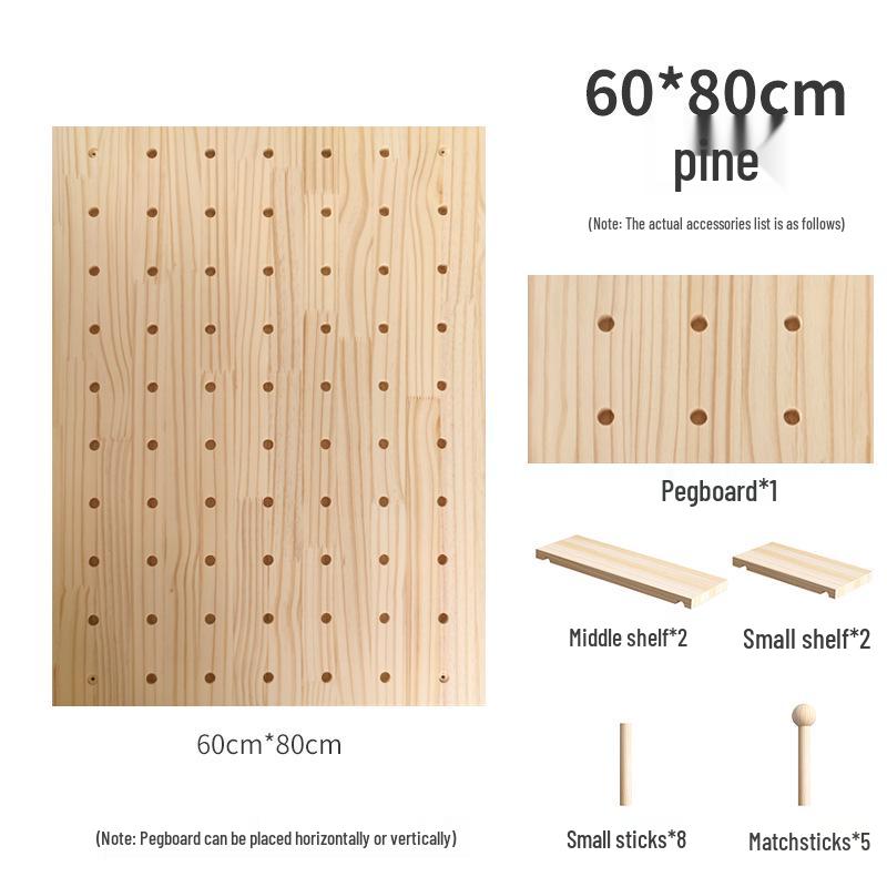 Solid Wood Pegboard Rack: Wall-Mounted & Desktop Storage Display for Entrance Hallway