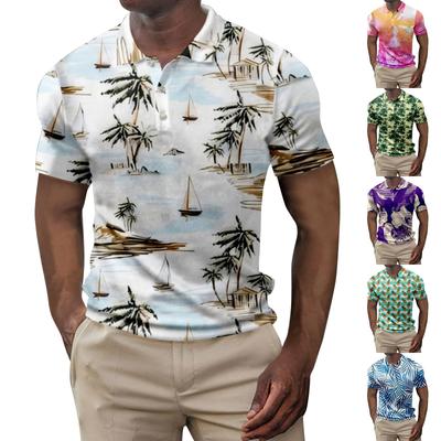 Herren Sommer Hawaii Bedrucktes Golfhemd Bottomon Kurzarm Top Herren Casual Fashion Shirt