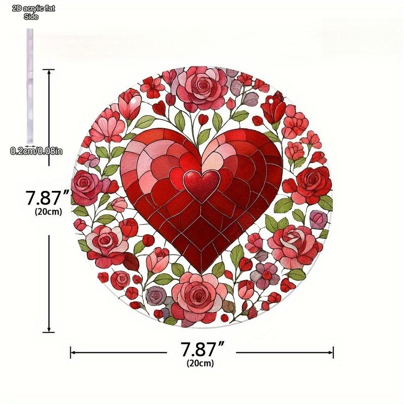 Valentine's Day Heart-Shaped Sun Catcher - Love Decoration with Vibrant Floral Design, Ideal Birthday and Holiday Gift for Family and Friends, Romanti