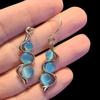 1 Pair Hook Earrings Bohemia Style Anti-deformed Exquisite Blue Stone Water Wave Shape Women Dangle Earrings Female Jewelry