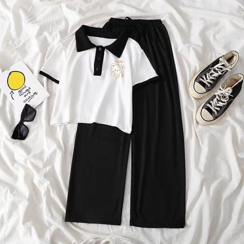 Teenagers Summer Girls Clothing Sets Fashion Top and Wide Legged Pants 2 Pcs Outfits Kids Tracksuit Kids Clothes