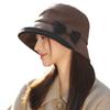 Autumn and winter hat women's casual versatile bucket hat shading bow basin hat showing face small bucket hat