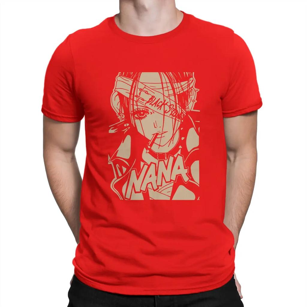 Men's T-Shirt Nana Vintage Manga Funny Pure Cotton Tee Shirt Short Sleeve NANA Osaki Manga T Shirts Round Neck Clothes Adult