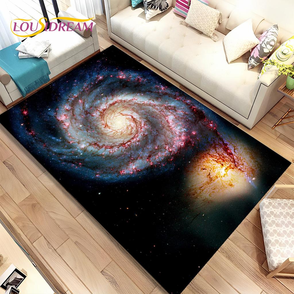 Galaxy Universe Space Stars Area Rug,Carpet Rug for Home Living Room Bedroom Sofa Doormat Decor,Kids Play Non-slip Floor Mat HD