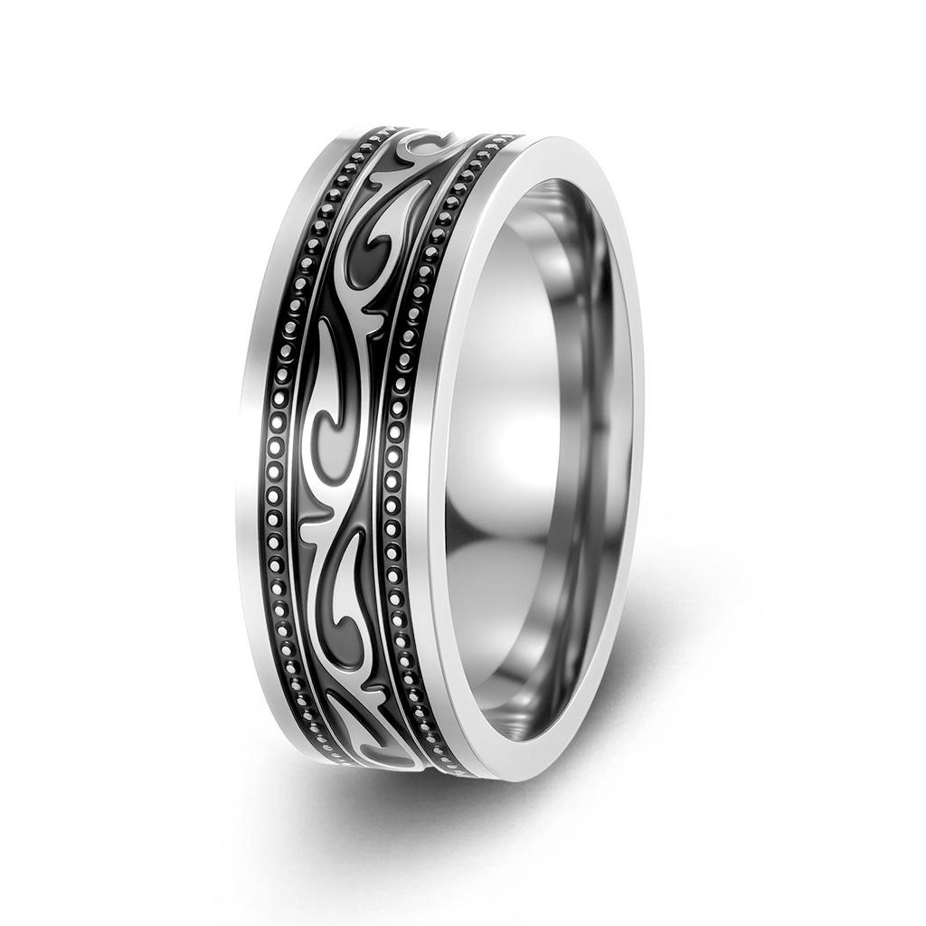 2024 Hot-Selling Retro Viking Devil Eye Titanium Steel Ring with Great Wall Pattern
