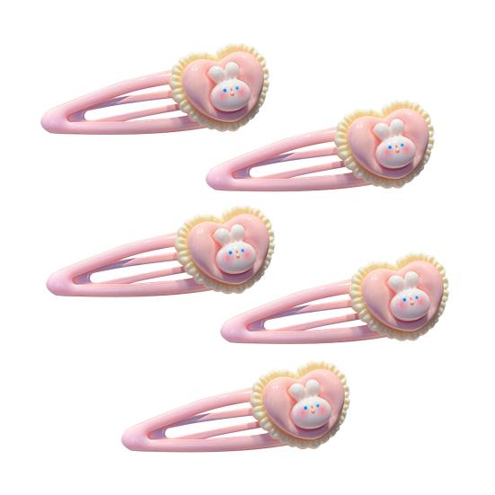 5 Stück Mädchen Haarspange Cartoon Hase Stern Dekor Haarspange Keine Kopfhaut Seitenpony Haarspange Kindliche Haaraccessoires