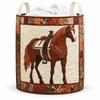 Hamper with Horse Pattern, Quilted Cotton Storage Basket, Hamper for Clothes