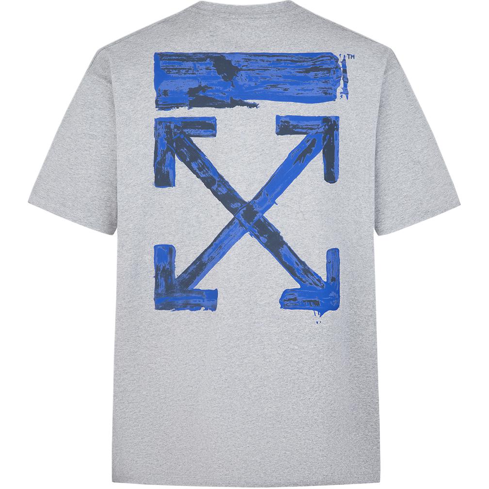 Off-White FW19 Gespetterd Verf Pijl Los Kortmouw T-shirt Heren Tops Blauw Grijs OMAA038F191850100730 L