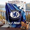Flannel Blanket Chelsea FC Print Custom Name Text Soft Throw for Sofa Bed