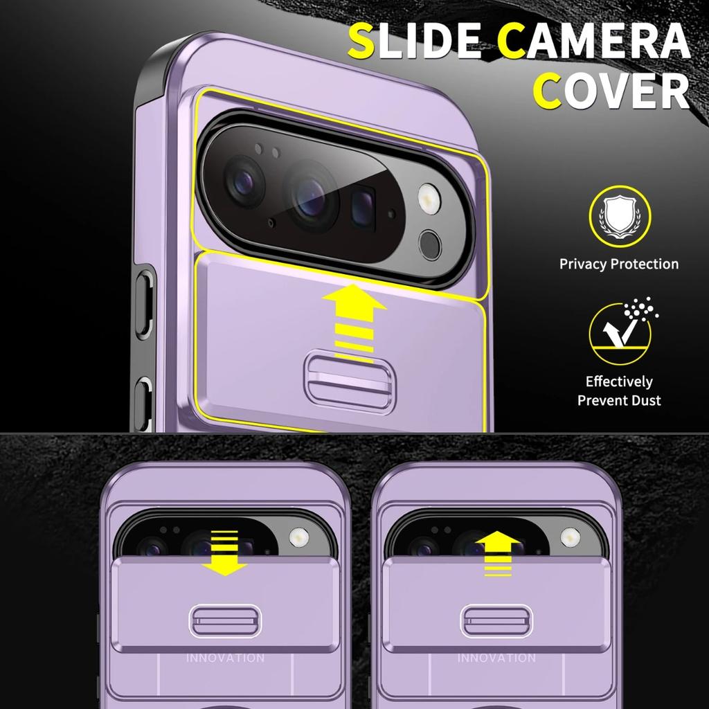 Luxury Hard Shockproof Armor Rotate Ring Bracket Phone Case For Google Pixel 10 9 8 7 Pro XL 8A 9A Push Window Proteciton Cover