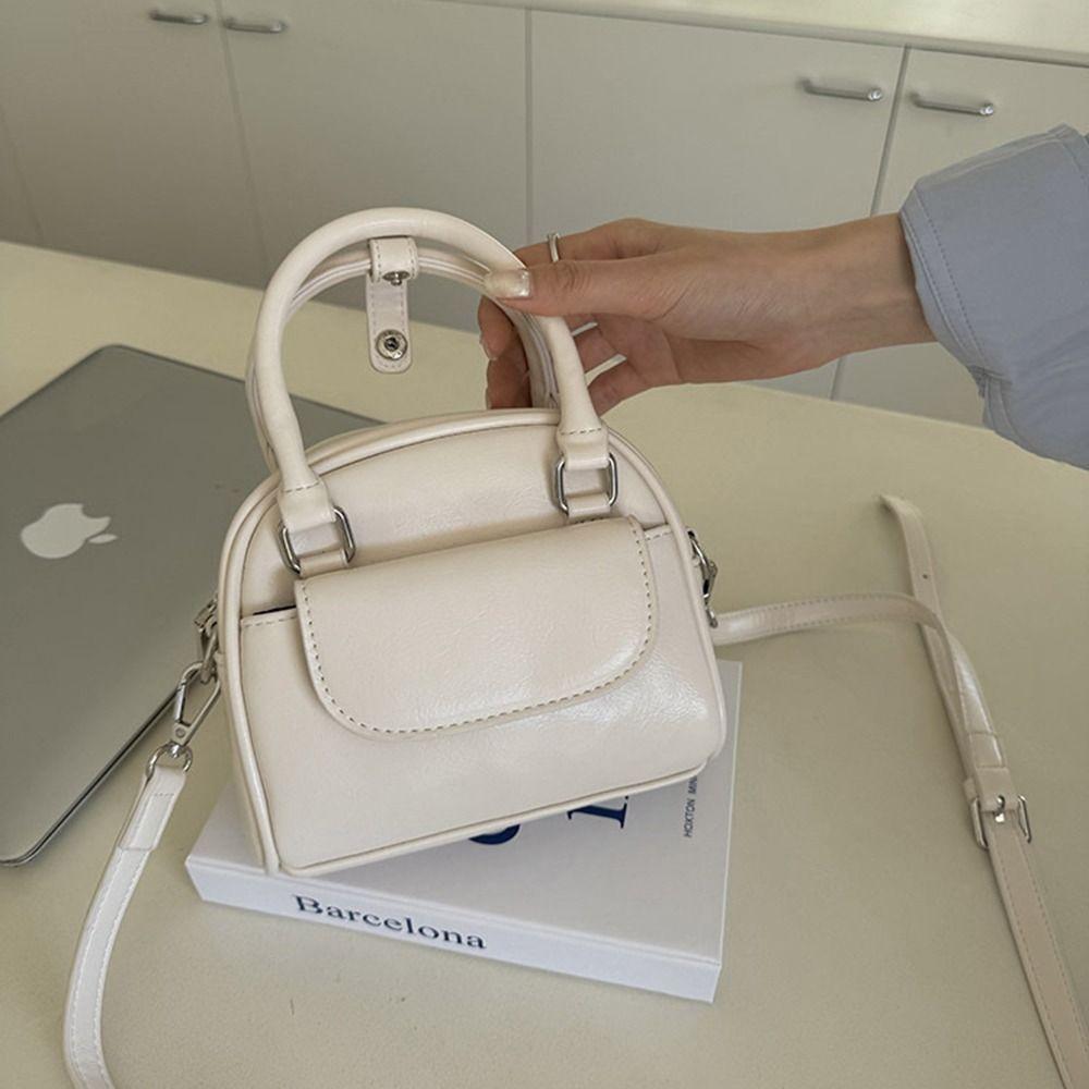 Shoulder Bag PU Bowling Bag PU Leather Boston Bag Fashion Silver Handbag Shopping