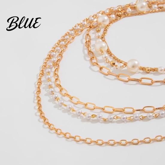 Hals Schmuck Damen Halskette Mehrschichtig Kunstperlen Dekoration Hohlkette