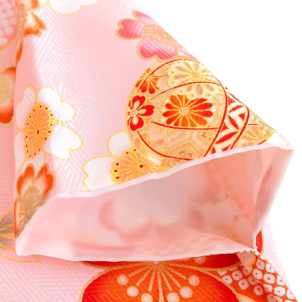 Kimono set for Hakama Gorgeous set Patterned Hair Drawstring Waist Girls Pale cherry blossoms and [KYOETSU] Shichigosan, 3-year-old, set, C, 9-piece