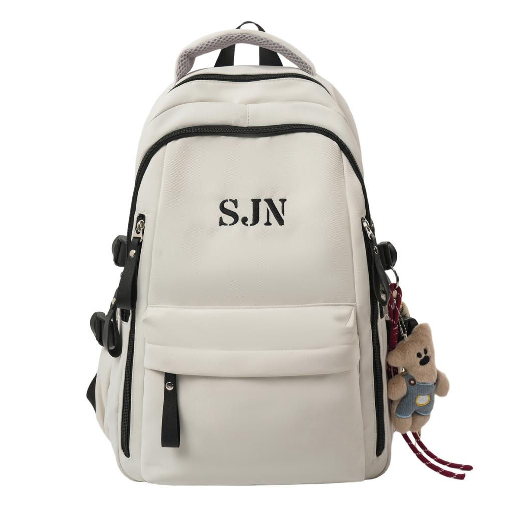 Schoolbag men's and women's burden reduction schoolbag middle and high school students letter printing simple backpack strong and durable large
