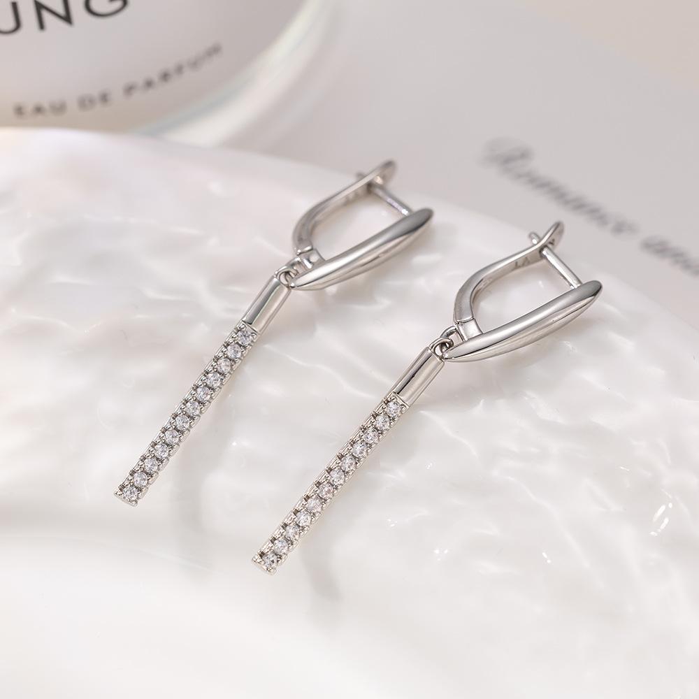 

Модные женские длинные серьги Цилиндрические серьги-подвески с искусственным цирконом Подарок на день рождения другу серебряный