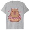 Cartoon Capybara Donut Y2k Tops Women T-shirt Summer Harajuku Fashion Streetwear Cute Kawaii Graphic Female Clothing Ulzzang Tees