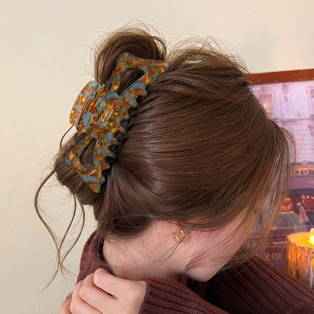 Sweet Ponytail Clip Leopard Print Large Shark Clip Fashion Simple Hair Claw  Female