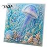 Coastal Home Decor Accents Sea Turtle Octopus DIY 3D Pearl Painting Kit, Ocean Theme Diamond Art Beach House Wall Kit for Adults Beginner, Bead