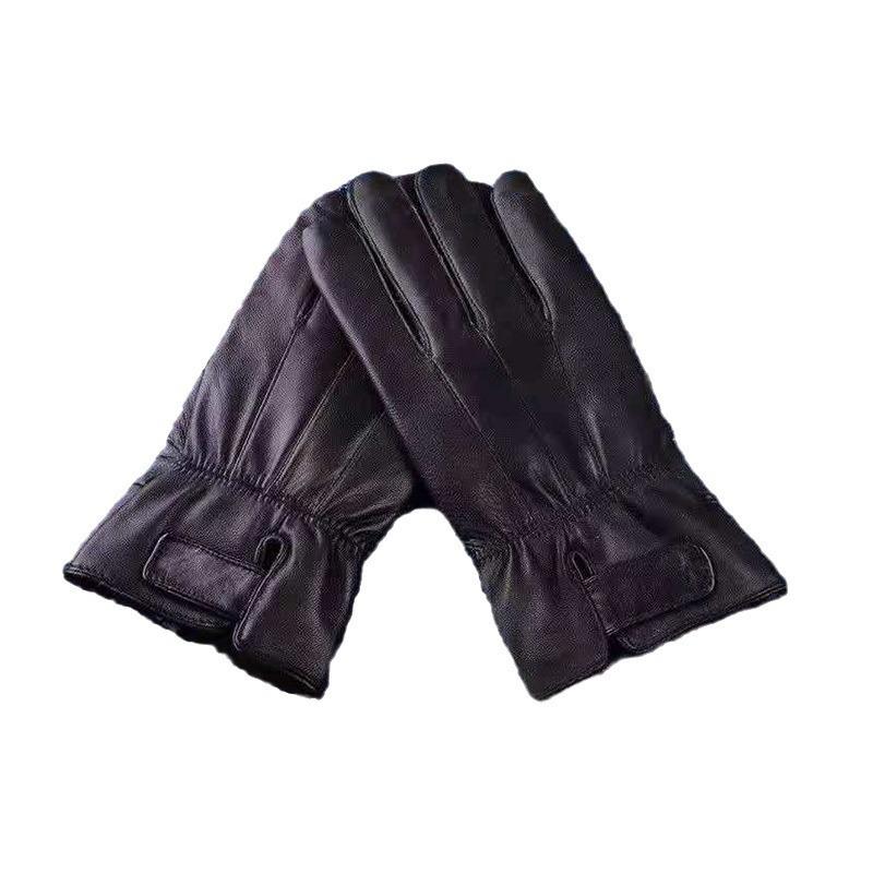 New spring and autumn women's sheepskin gloves rabbit fur ball leather velvet warm cold labor protection sheepskin gloves winter