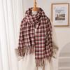 Qianniao plaid autumn and winter warm and cold scarf shawl commuting versatile couple tassel imitation cashmere scarf