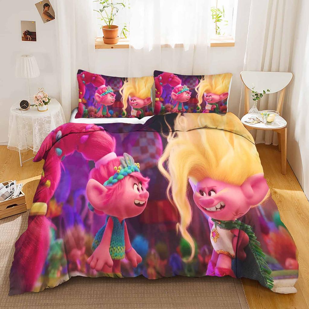 Trolls Cover Set Comforter Bedding 3D Children'S Bedding Set 3-Piece 1 Quilt Cover King Size