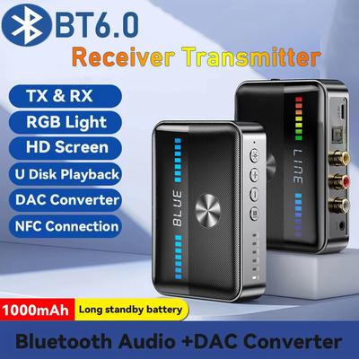 NFC Bluetooth 5.3 Audioempfänger Sender Digital zu Analog Wandler DAC Geringe Latenz Musik Drahtlos-Adapter für TV PC Auto