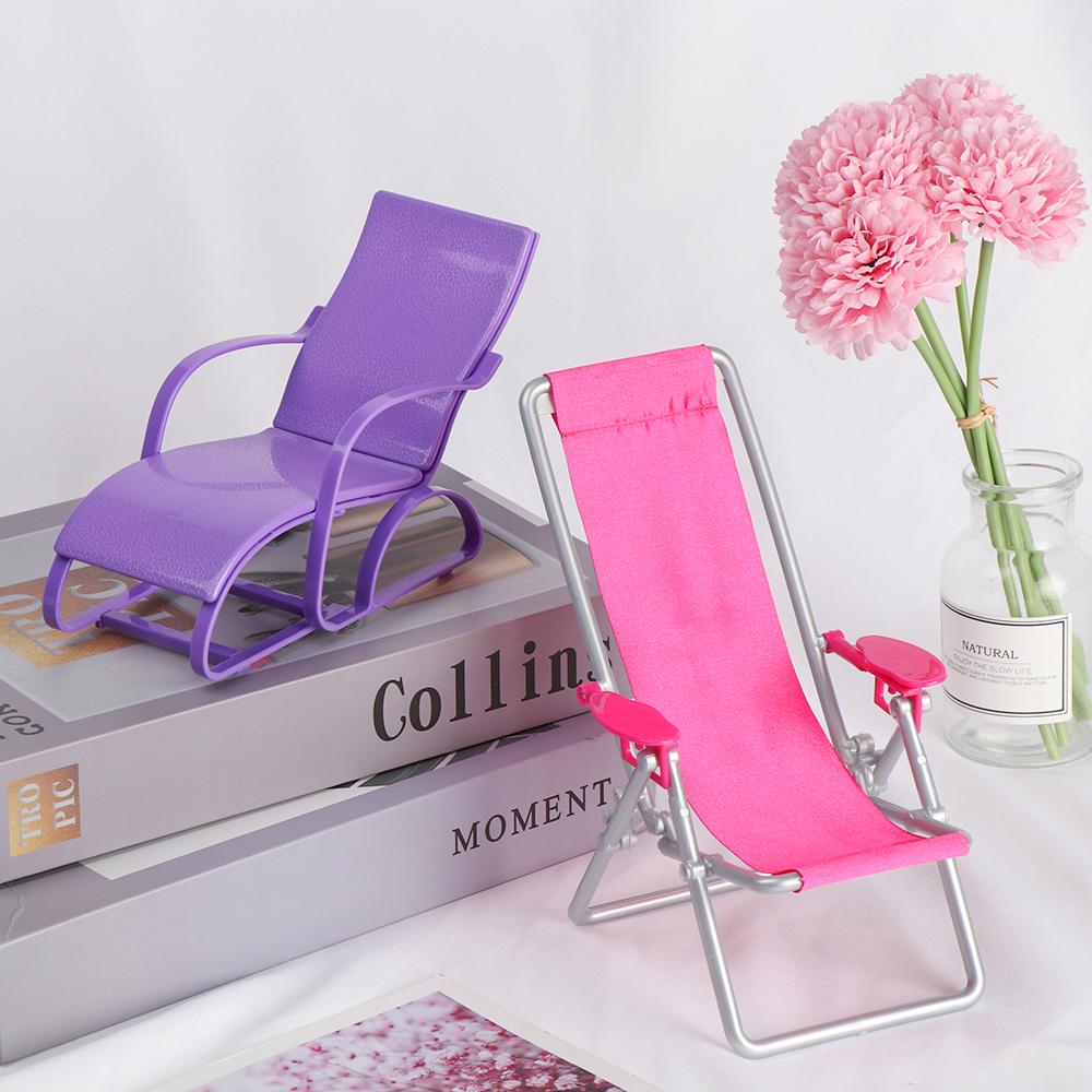 Mini Poupée Chaise de Plage Chaise Longue Pliante 1:6 Échelle Maison de Jeu Banc de Jardin Meubles de Maison de Poupée Accessoires Jouets Cadeaux