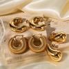 Gold Color Smooth Metal Chunky Hoop Earrings for Women Girls Fashion Punk C-Shaped Spiral Pattern Ear Buckle Lightweight Jewelry