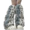 Coprigambe Pellicciati Ispessiti da Donna Lunghi Comodi Polsini per Stivali per Calore alla Moda Scaldamuscoli Peluche Morbidi con Fantasia Leopardo