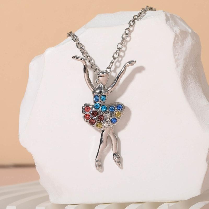 Dansande Flicka Berlock Halsband Justerbar Halskedja Dansare Hänge Smycken för Flickor