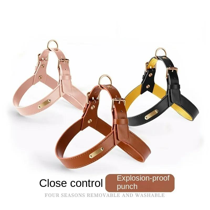 Leather Dog Hand Holding Rope Explosion-Proof Pet Harness Vest Outdoor Medium Large Dog Puppy Kitten Supplies Pets Accessories