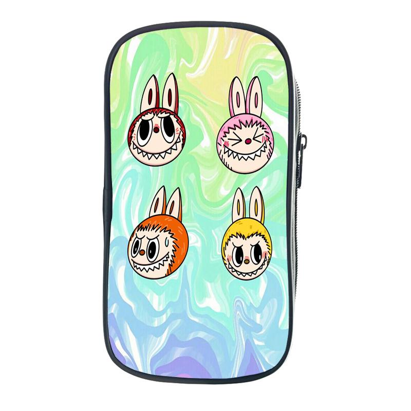 Labubu Cartoon Pen Bag The Monsters Printed Stationery Box Abubu Large Capacity Pencil Case Cute Anime Bags Student School Bag