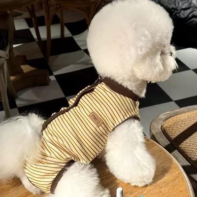 Summer Casual Dog Jumpsuits Luxury Pet Dog Clothes Cute Soft Puppy Overalls Striped Cat Pajamas Pet Jumpsuits Bichon Dog Costume