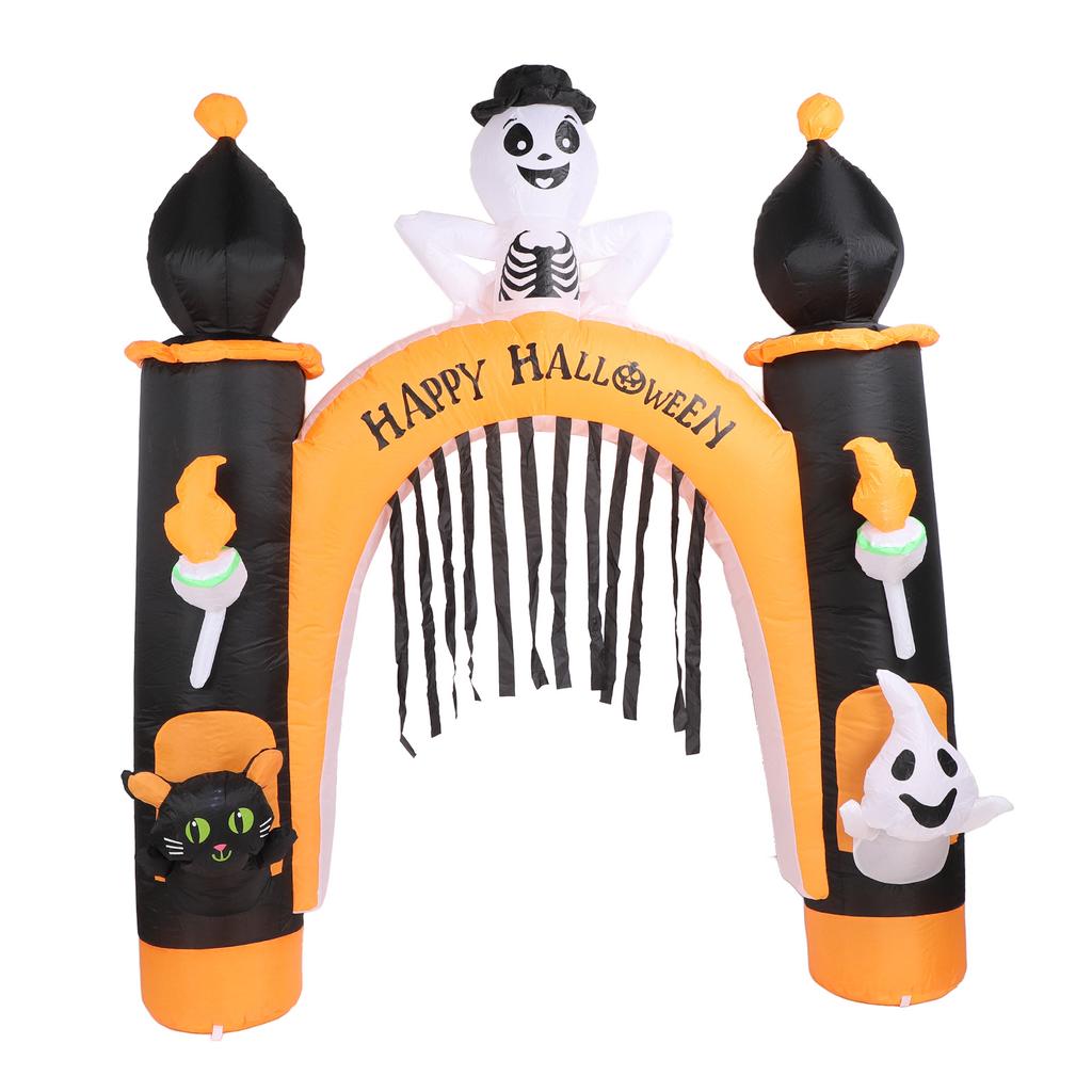 8ft Schädel Geist Aufblasbarer Bogen LED Licht Indoor Outdoor Kürbis Geist Blow Up Torbogen Dekoration für