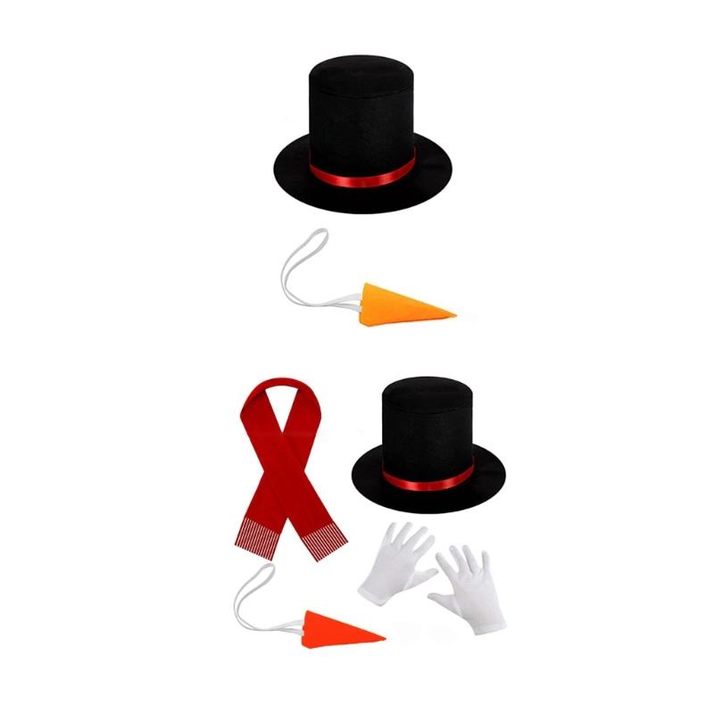 Snowman Hat Scarf Carrot Nose Gloves Cosplay Props New Year Christmas for Adults Adults Kids Christmas Cosplay Costume