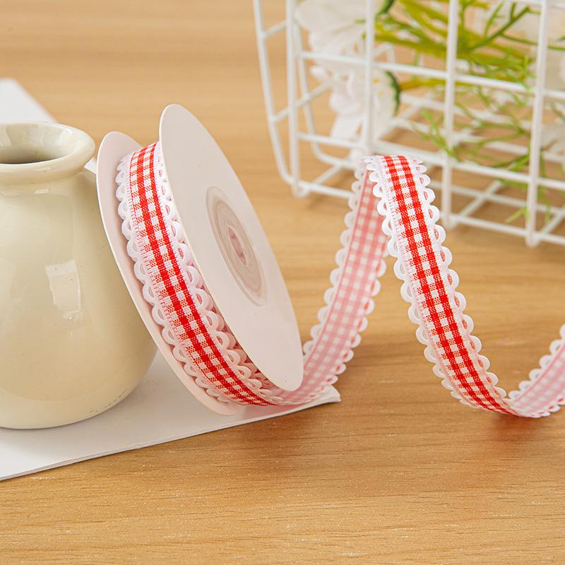 

10 ярдов для бантов, аксессуаров для волос, клетчатая лента в клетку, рукоделие своими руками, упаковка подарков, 1,5 см, цветочный букет, клетчатая ткань, конфетная волна 1.5cm*10yards красный