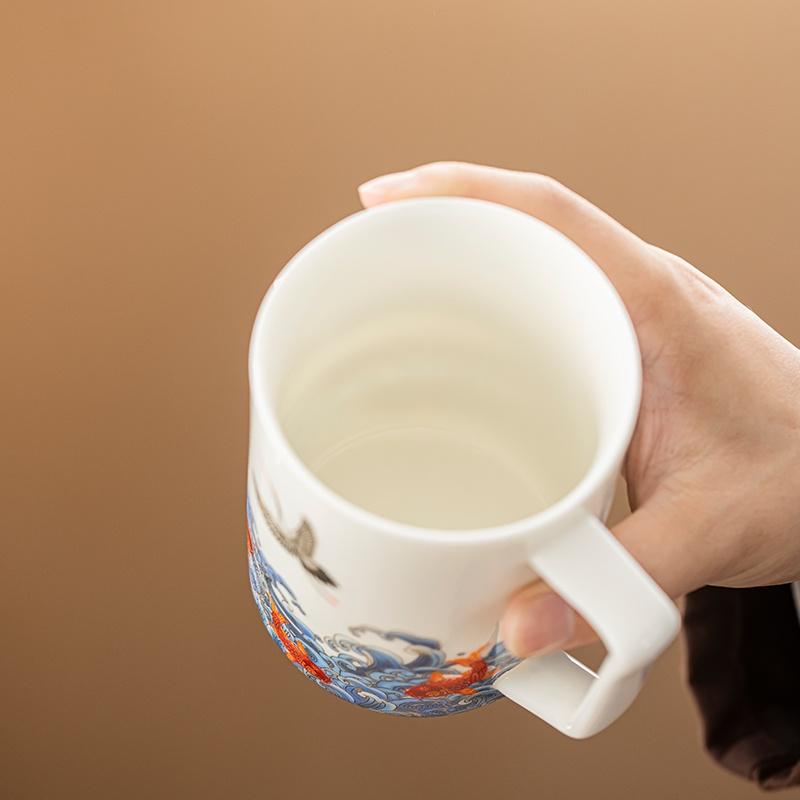 400 ml Keramisk Mugg Stor Kapacitet Kontorsmugg med Filter Tekopp