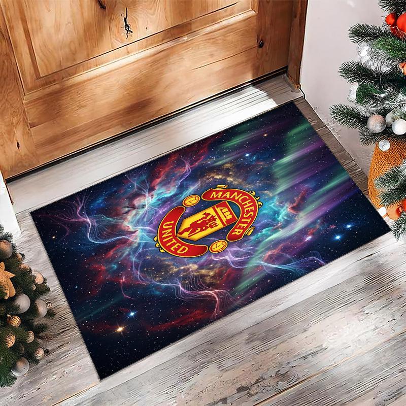 Tappeto in Flanella Stampato Manchester United Antiscivolo Morbido Poliestere Tappeto per Pavimento Tappetino Decorativo per Interni per Camera da Letto Soggiorno Divano