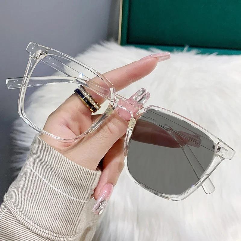 Finished Ladies Square Photochromic Myopia Glasses Luxury Women Men'S Short Sight Eyeglasses Optical Prescription Minus Eyewear